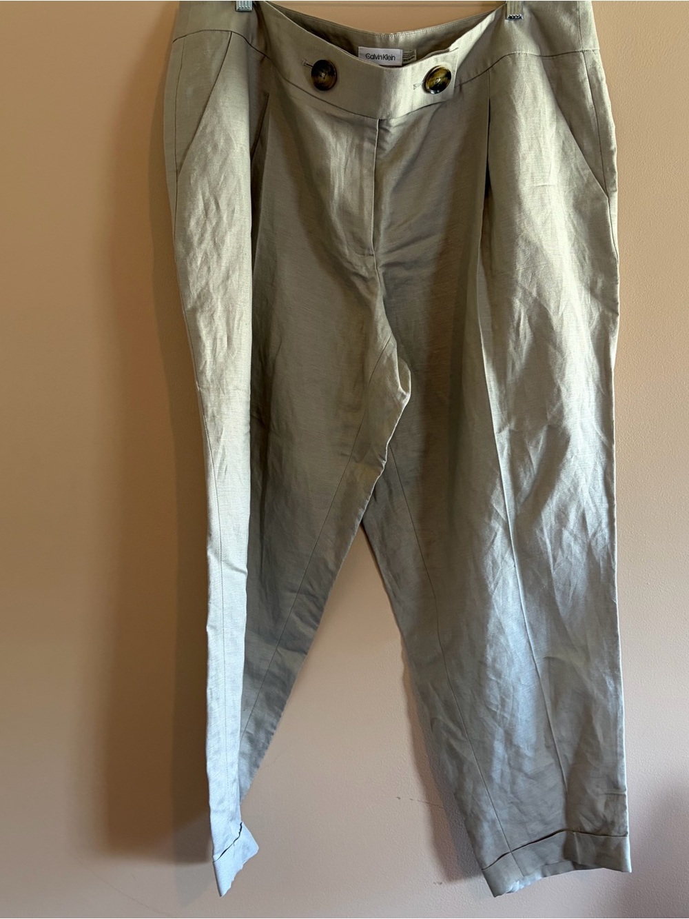 Calvin Klein Light khaki Pleated Dress Pants